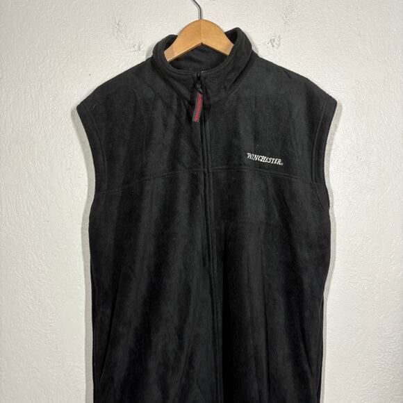 Winchester Sporting Fleece Vest Outdoor Casual Black Hunting Hiking - L - Picture 2 of 7